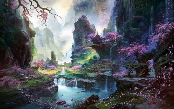 fantastic world Chinese mountain Oil Paintings